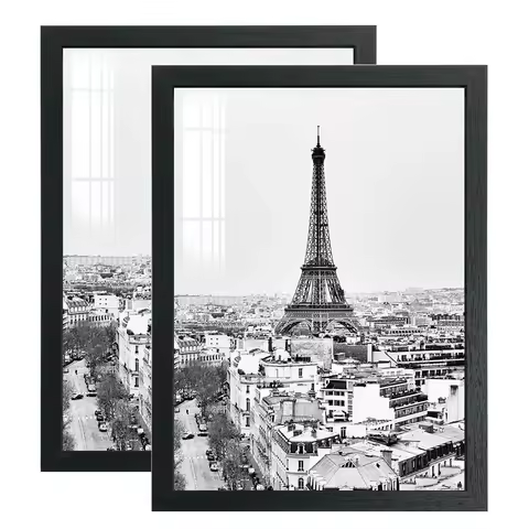 Cadre sous-verre 21x30 ou 30x40 noir mural — affiche, certificat, tirage